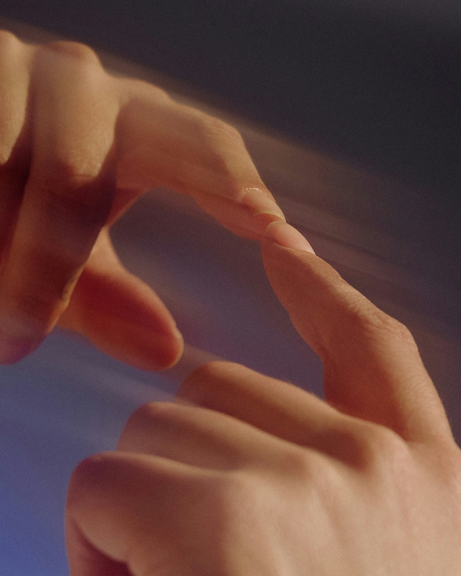 Two hands almost touching — the Blend moment
